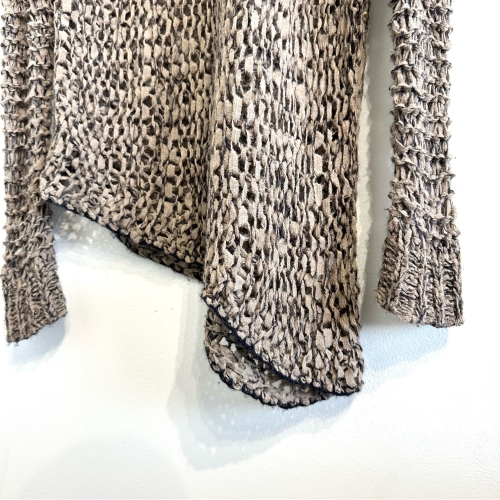 Helmut Lang tattered tape taupe asymmetrical alpaca wool blend sweater open knit - Picture 5 of 12
